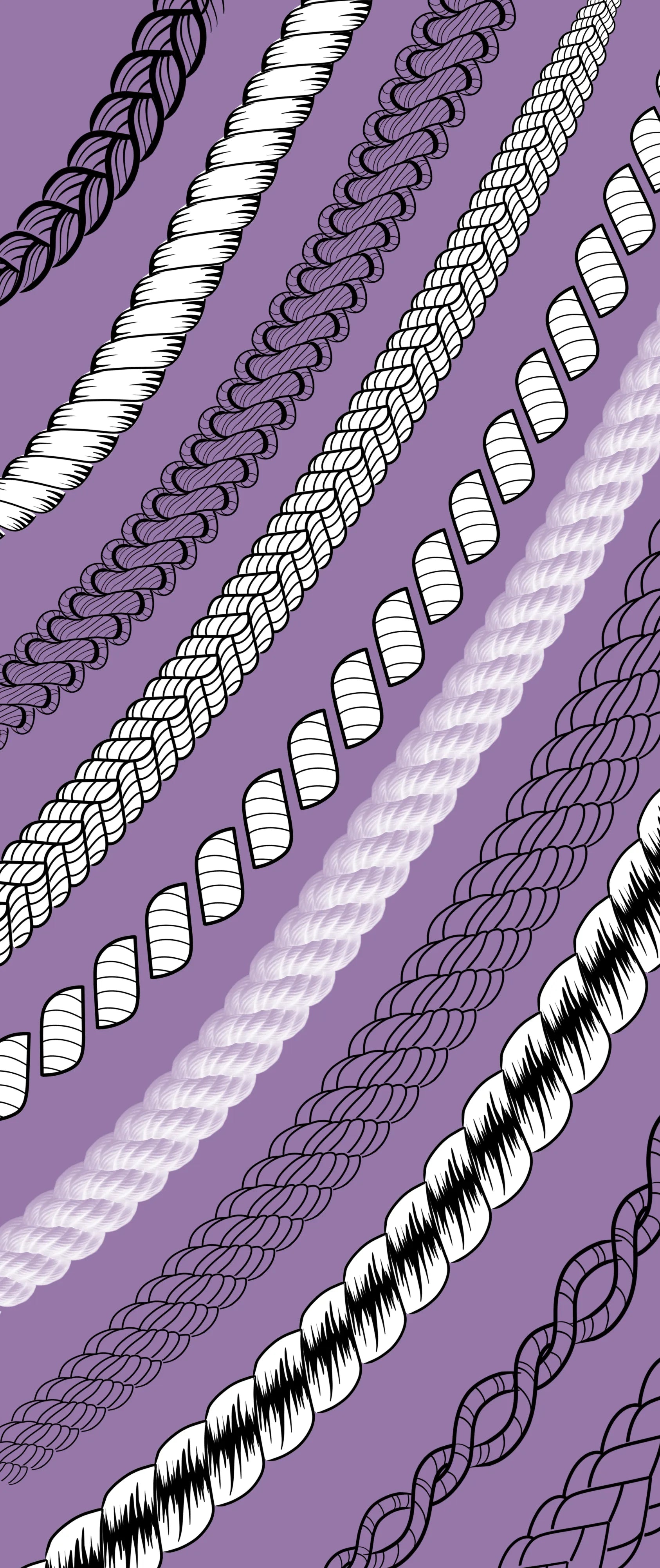 Rope brushes for Procreate fashion sketches, twisted, braided and woven ropes from FUPstudio Details Bundle