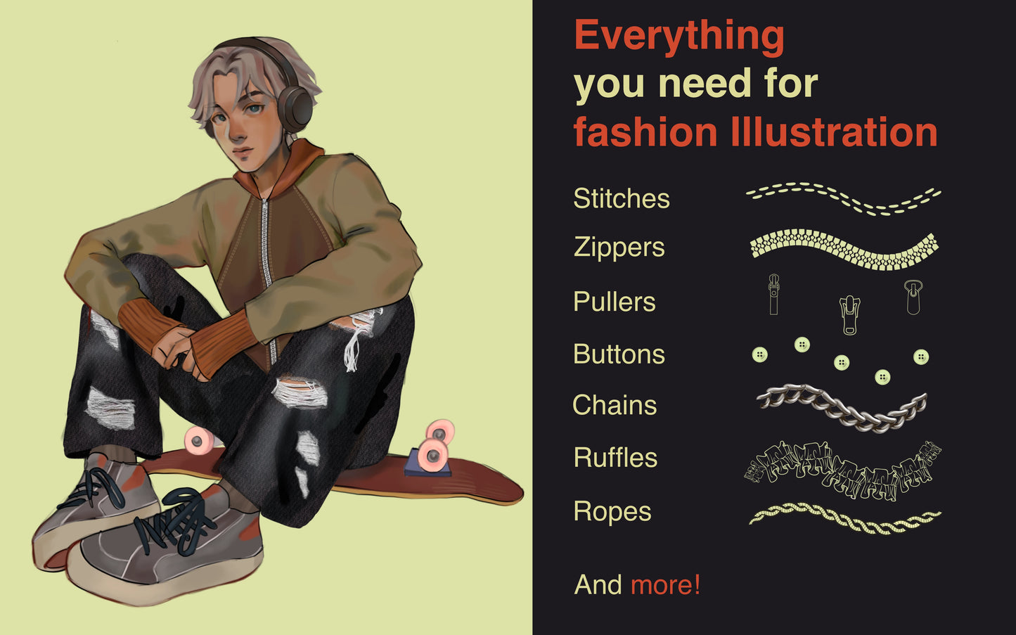 Everything you need for fashion illustration, Fashion Details Bundle Procreate brushes