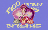 FUPstudio Procreate 1400 Drawing Bundle cover showcasing 10 brush libraries on a rose illustration