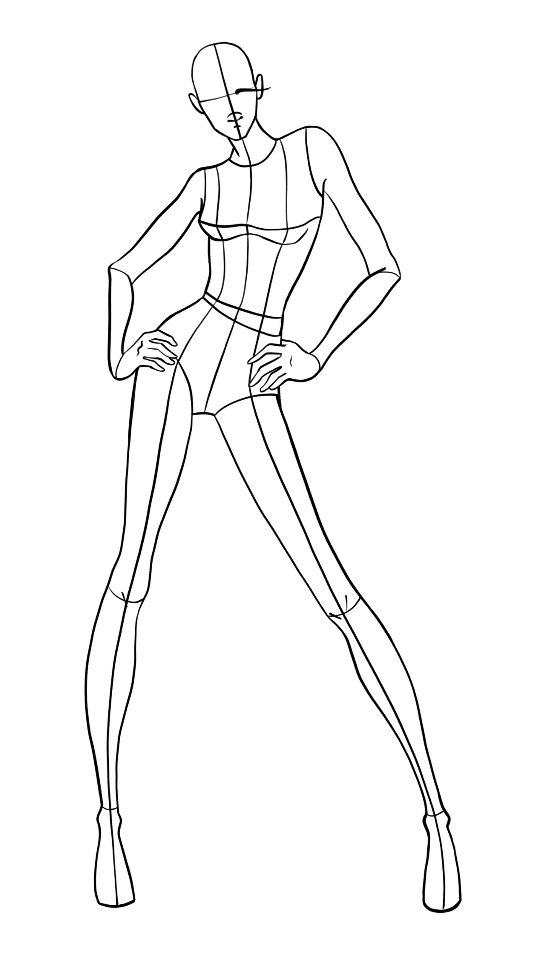 Wireframe pose base for fashion figures — FUPstudio Poses Bundle starting template